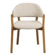 Dunkirk Dining Armchair - Set of 2 - Curved Back - Beige - Fabric and Oak