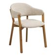 Dunkirk Dining Armchair - Set of 2 - Curved Back - Beige - Fabric and Oak