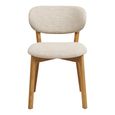 Dunkirk Dining Chair - Set of 2 - Curved Back - Beige - Fabric and Oak
