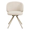 Fulham Swivel Dining Chair - Set of 2 - Curved Back - Sand - Fabric and Metal