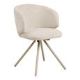 Fulham Swivel Dining Chair - Set of 2 - Curved Back - Sand - Fabric and Metal