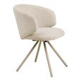 Fulham Swivel Dining Chair - Set of 2 - Curved Back - Sand - Fabric and Metal
