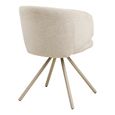 Fulham Swivel Dining Chair - Set of 2 - Curved Back - Sand - Fabric and Metal