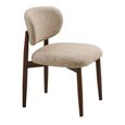 Isola Dining Chair - Set of 2 - Curved Back - Light Brown and Dark Brown - Fabric and Wood