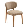 Isola Dining Chair - Set of 2 - Curved Back - Sand and Natural - Fabric and Wood