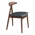 Lanuza Dining Chair - Set of 2 - Curved Back - Dark Brown and Black - Faux Leather and Oak
