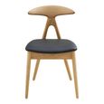 Lanuza Dining Chair - Set of 2 - Curved Back - Natural and Black - Faux Leather and Oak