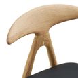 Lanuza Dining Chair - Set of 2 - Curved Back - Natural and Black - Faux Leather and Oak