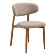 Levanto Dining Chair - Set of 2 - Curved Back - Sand and Natural - Fabric and Wood