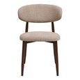 Levanto Dining Chair - Set of 2 - Curved Back - Sand and Walnut - Fabric and Wood