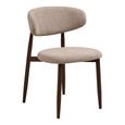 Levanto Dining Chair - Set of 2 - Curved Back - Sand and Walnut - Fabric and Wood