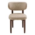 Recco Dining Chair - Set of 2 - Curved Back - Light Brown and Dark Brown - Fabric and Wood