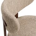 Recco Dining Chair - Set of 2 - Curved Back - Light Brown and Dark Brown - Fabric and Wood