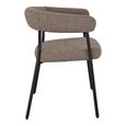 Trivio Dining Armchair - Set of 2 - Curved Back - Brown and Black - Fabric and Metal