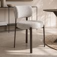 Zoey Dining Chair - Set of 2 - Curved Back - Beige - Fabric and Metal