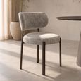 Zoey Dining Chair - Set of 2 - Curved Back - Mocha - Fabric and Metal