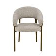 Zhora Dining Armchair - Set of 2 - Curved Back - Beige and Walnut - Fabric and Metal