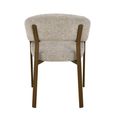 Zhora Dining Armchair - Set of 2 - Curved Back - Beige and Walnut - Fabric and Metal