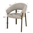 Zhora Dining Armchair - Set of 2 - Curved Back - Beige and Walnut - Fabric and Metal