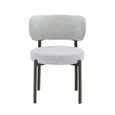 Zoey Dining Chair - Set of 2 - Curved Back - Beige - Fabric and Metal