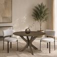 Zoey Dining Chair - Set of 2 - Curved Back - Beige - Fabric and Metal