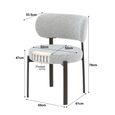 Zoey Dining Chair - Set of 2 - Curved Back - Beige - Fabric and Metal