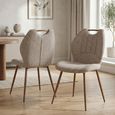 Turin Dining Chair - Set of 2 - Curved Back - Mocha and Walnut - Fabric and Wood
