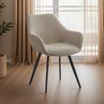 Luca Dining Armchair - Set of 2 - Beige - Boucle Fabric