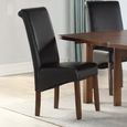 Sophie Dining Chair - Set of 2 - Black - Faux Leather and Acacia Wood