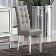 Dama Italian Bianca Tufted Dining Chair - Grey and White - Faux Leather