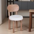 Indus Dining Chair - Set of 2 - Curved Back - Pale Taupe and White - Mango Wood and Fabric