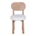 Indus Dining Chair - Set of 2 - Curved Back - Pale Taupe and White - Mango Wood and Fabric