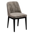 Krystal Italian Dining Chair - Curved Back - Grey and Black - Fabric and Wooden