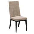 Krystal Italian Dining Chair - Fluted High Back - Beige and Black - Fabric and Wooden