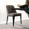 Krystal Italian Dining Chair - Curved Back - Grey and Black - Fabric and Wooden