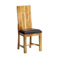Baltic Dining Chair - Set of 2 - Natural and Black - Solid Acacia Wood and Faux Leather