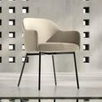 Zenith Italian Dining Armchair - Beige Velvet and Black - Fabric