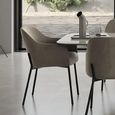 Zenith Italian Dining Armchair - Beige and Black - Faux Leather