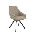 Bali Swivel Dining Chair - Set of 2 - Mink and Black - Fabric