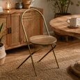 2 x Gold Metal and Wood Dining Chair thumbnail