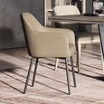 Prestige Italian Dining Armchair - Beige and Black - Fabric