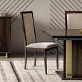 Volare Italian Dining Chair - Liscia - High Back - Beige and Walnut - Fabric