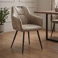 2 x Milan Mink and Black Fabric Dining Armchair thumbnail