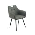 2 x Milan Grey and Black Fabric Dining Armchair thumbnail 3