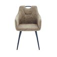 2 x Milan Mink and Black Fabric Dining Armchair thumbnail 2