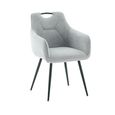 2 x Milan Silver and Black Fabric Dining Armchair thumbnail 3