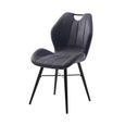 2 x Roma Grey and Black Fabric Curved Back Dining Chair thumbnail 2