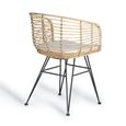 Angie Dining Chair - Rattan and Metal - Set of 2