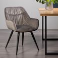 Dali Dining Chairs - Set of 2 - Grey Velvet - Black Legs