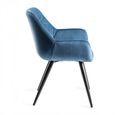 Dali Dining Chairs - Set of 2 - Petrol Blue Velvet - Black Legs